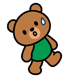 汗をかいて驚くお父さんくま
