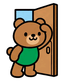 ドアの前で待つお父さんくま