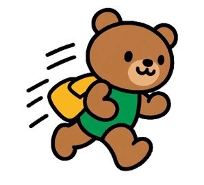 カバンを持って急ぐお父さんくま