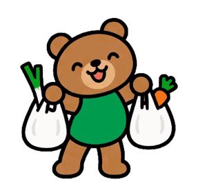 買い物袋を両手にさげたお父さんくま