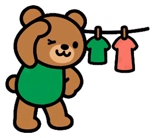 洗濯物を干し終えたお父さんくま