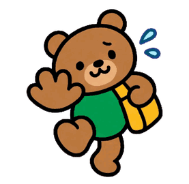 手を前に出して待ってと伝えるお父さんくま